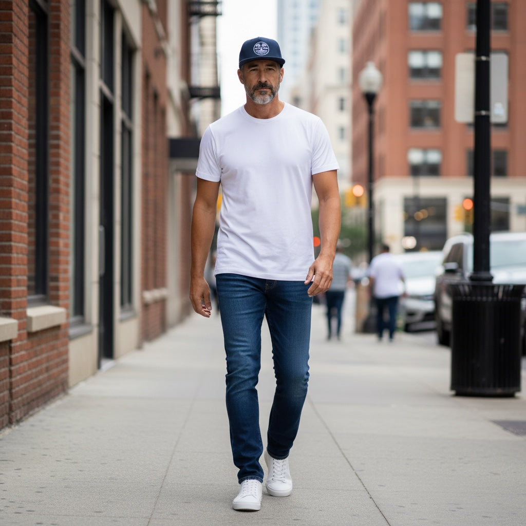 RUGGED ORIGINS White Logo- Black / Navy Blue SnapBack