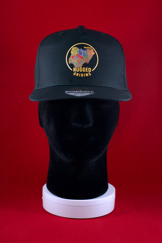 RUGGED ORIGINS Nigerian Ankara Map - Black SnapBack