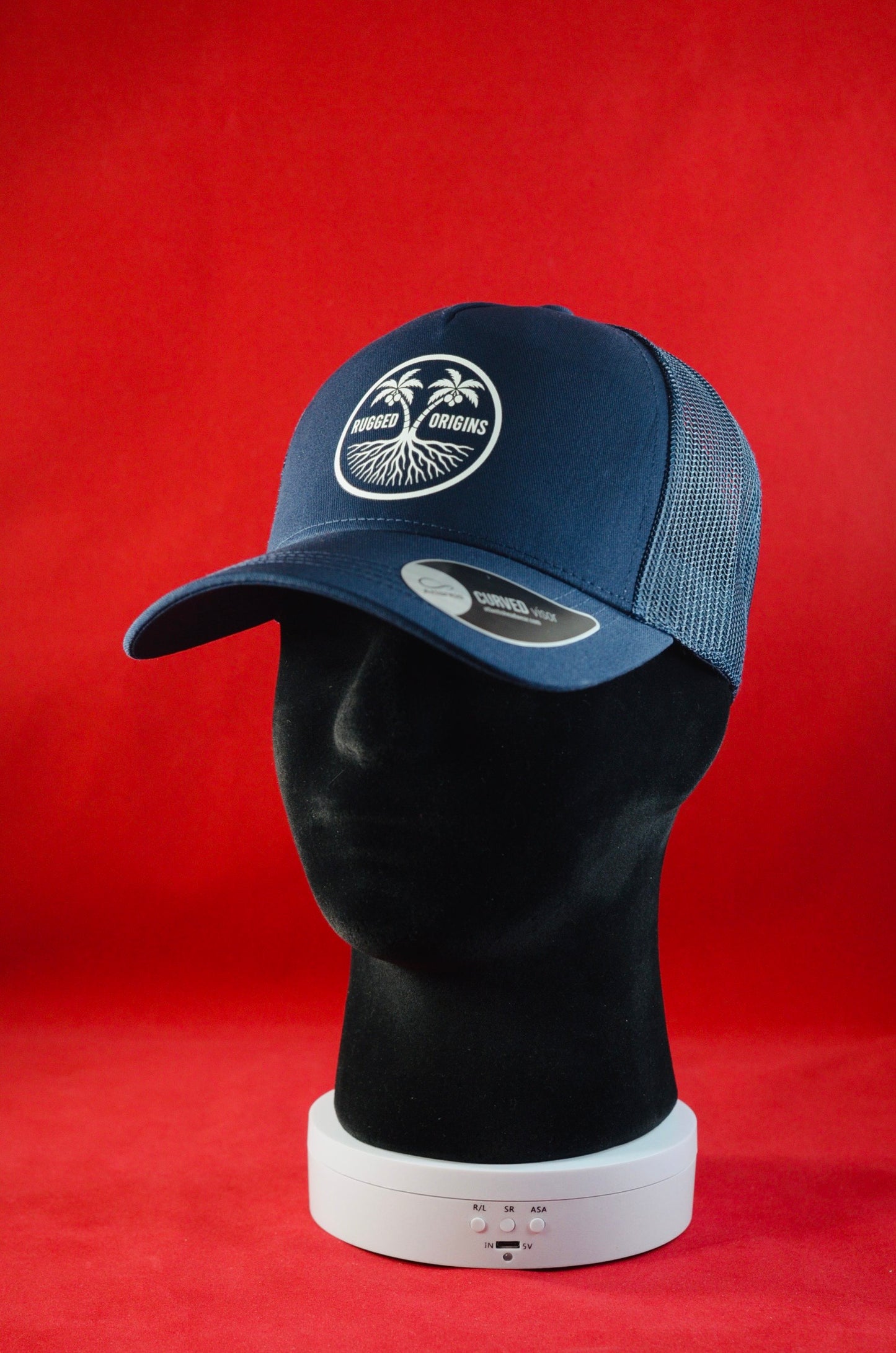 RUGGED ORIGINS White Logo - Black / Navy Blue Truckers