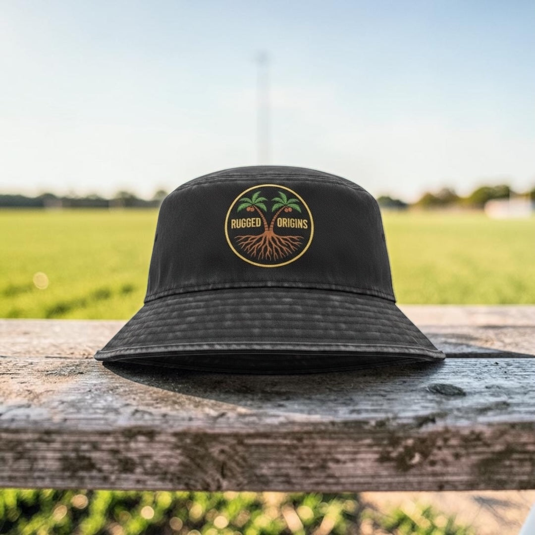 RUGGED ORIGINS Youth Bucket Hats Black/White - Black/Multicoloured Logo