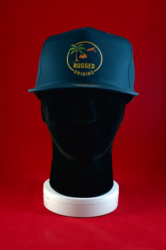 RUGGED ORIGINS Fiji Islands Map - Navy Blue / Black Snapbacks.