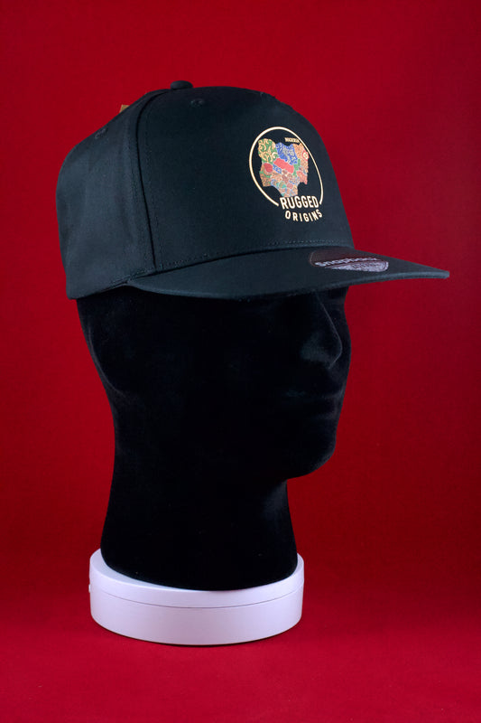 RUGGED ORIGINS Nigerian Ankara Map - Black SnapBack