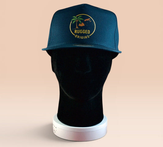 RUGGED ORIGINS Fiji Islands Map - Navy Blue / Black Snapbacks.