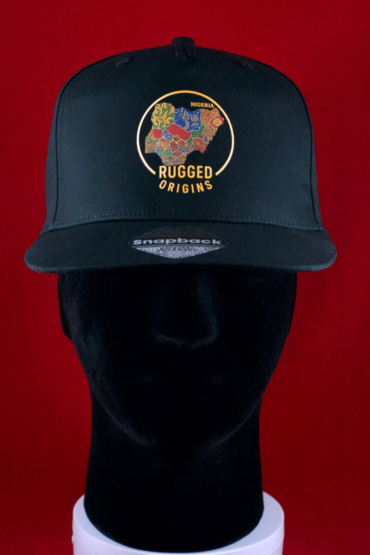 RUGGED ORIGINS Nigerian Ankara Map - Black SnapBack