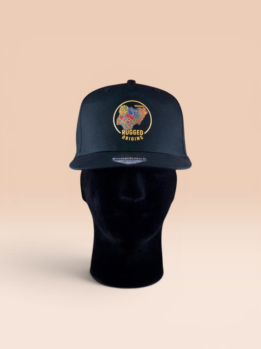 RUGGED ORIGINS Nigerian Ankara Map - Black SnapBack