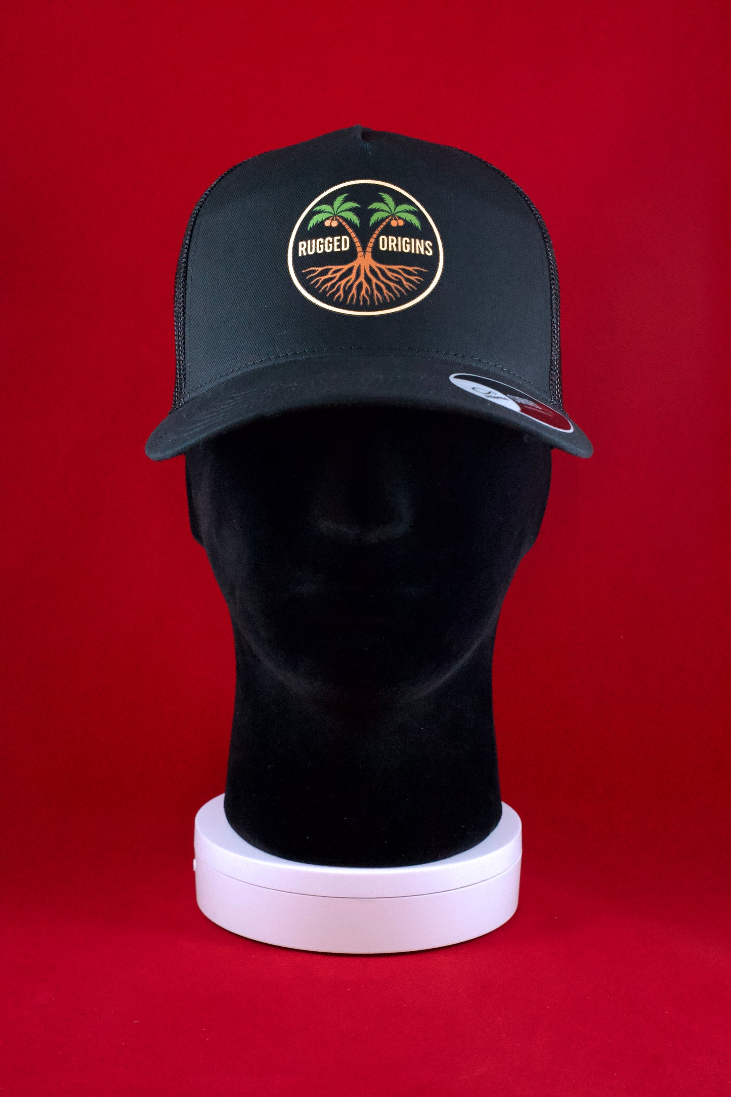 RUGGED ORIGINS Black / Navy Blue Trucker Hat - Coloured Logo