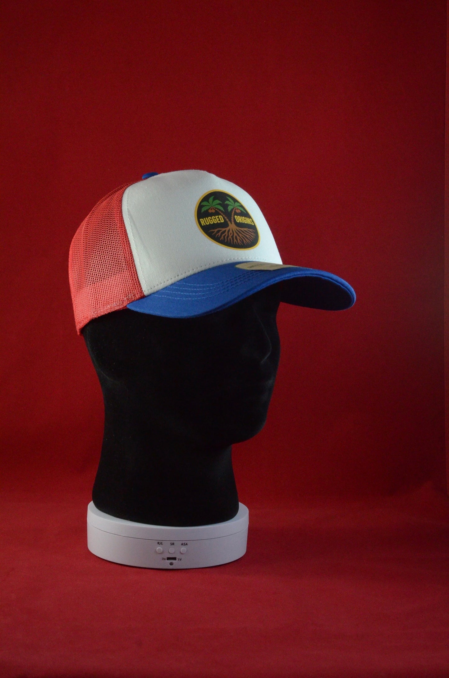 RUGGED ORIGINS Rapper Trucker Hats Red/White/Royal - Burgundy/Stone