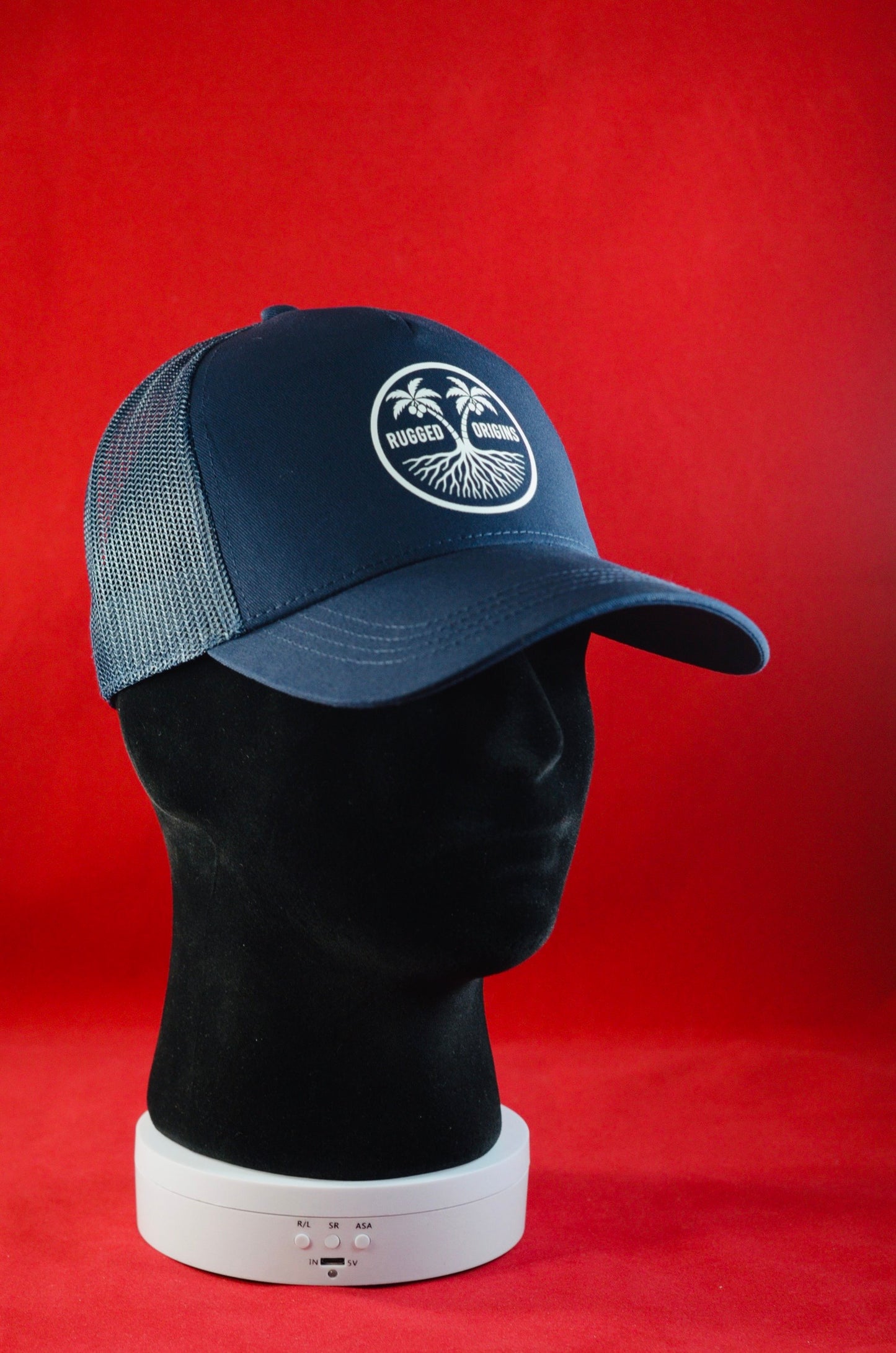 RUGGED ORIGINS White Logo - Black / Navy Blue Truckers