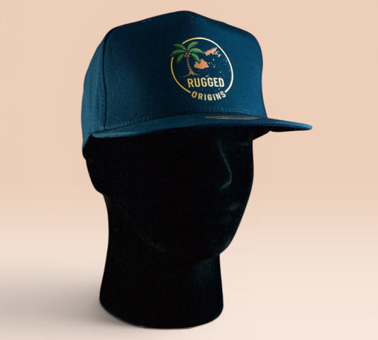 RUGGED ORIGINS Fiji Islands Map - Navy Blue / Black Snapbacks.