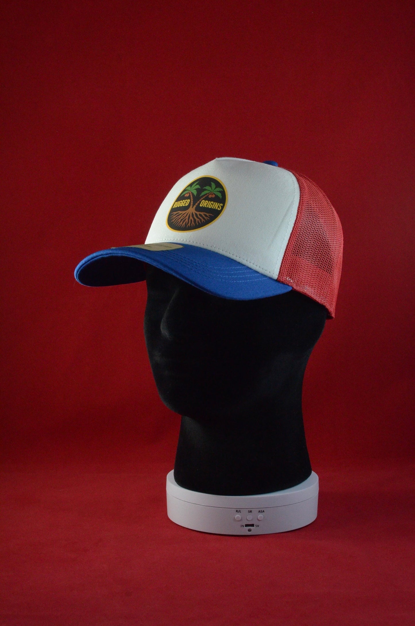 RUGGED ORIGINS Rapper Trucker Hats Red/White/Royal - Burgundy/Stone