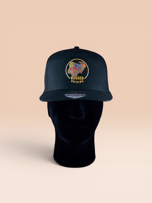 RUGGED ORIGINS Nigerian Ankara Map - Black SnapBack