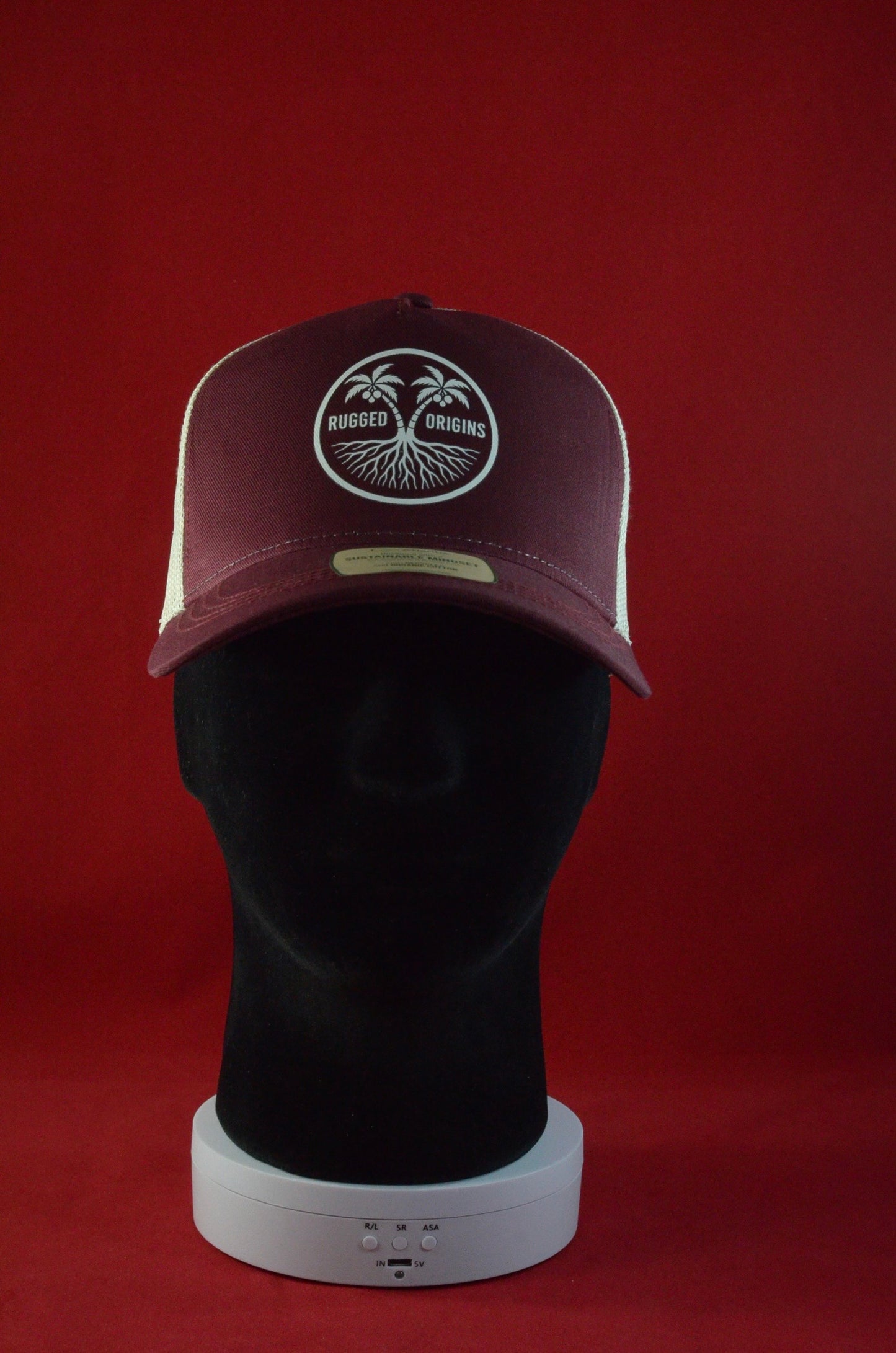 RUGGED ORIGINS Rapper Trucker Hats Red/White/Royal - Burgundy/Stone