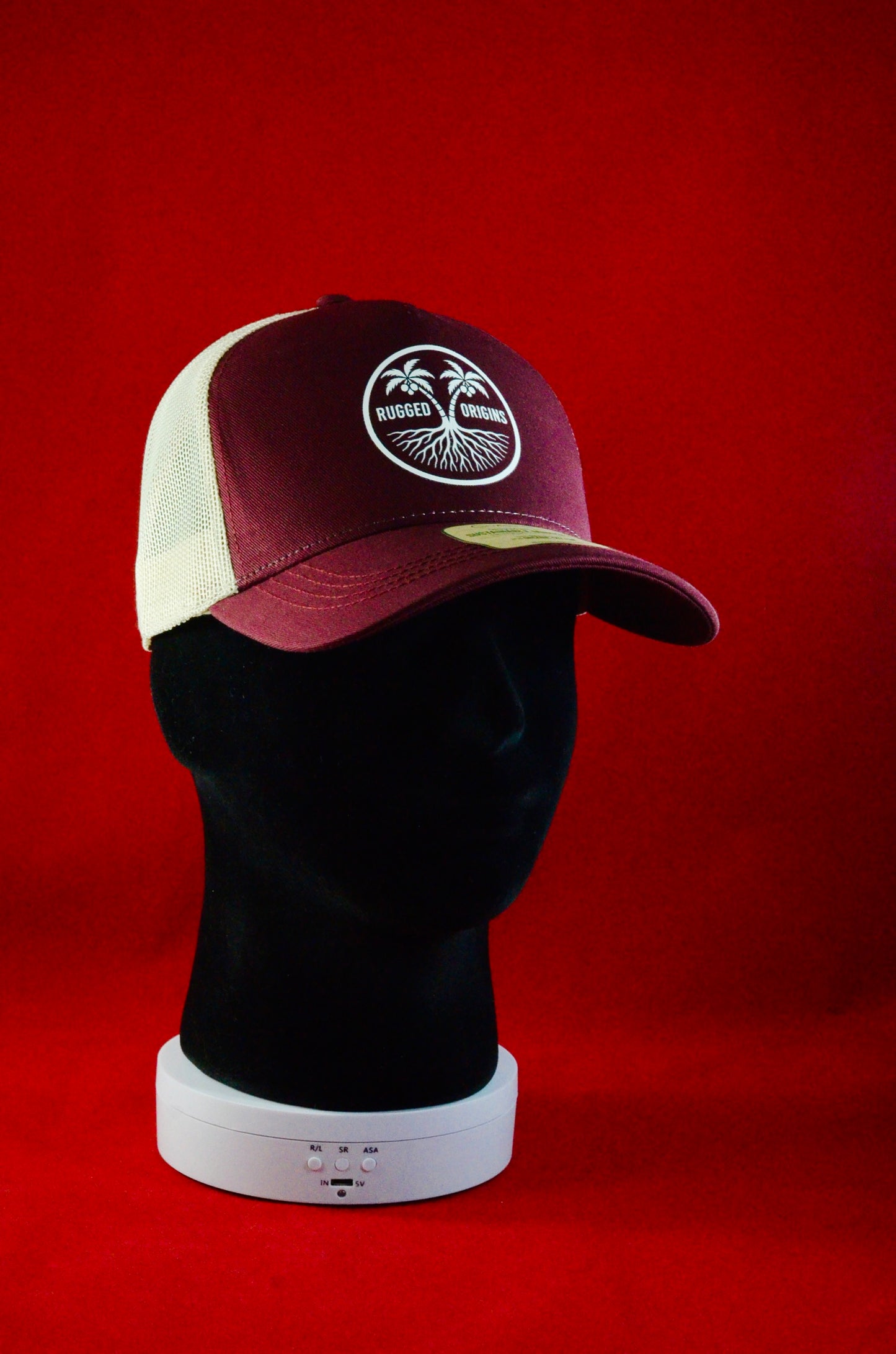 RUGGED ORIGINS Rapper Trucker Hats Red/White/Royal - Burgundy/Stone