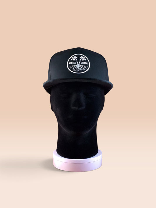 RUGGED ORIGINS White Logo-  Black / Navy Blue SnapBack