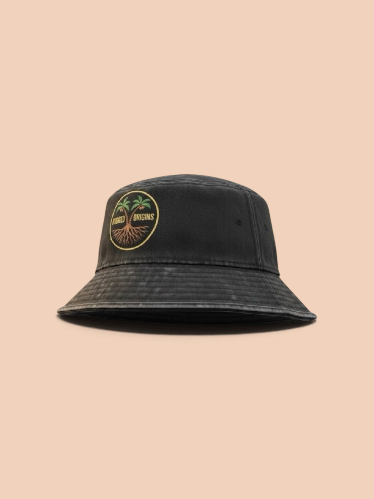 RUGGED ORIGINS Youth Bucket Hats Black/White - Black/Multicoloured Logo
