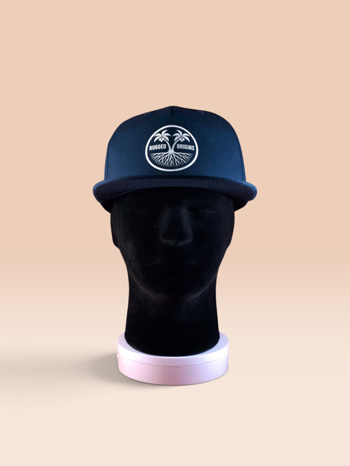 RUGGED ORIGINS White Logo-  Black / Navy Blue SnapBack